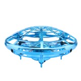 Mini drona OZN disc zburator interactiv, 3 senzori infrarosu, lumina LED, bleu
