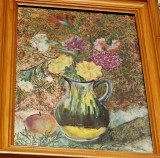 Tablou pictură originală &ndash; natură statică florală, semnat Petrescu Pans, 1981