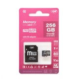 Cumpara ieftin Aproape nou: Card de memorie MicroSD PNI 256GB cu adaptor SD Clasa 10, 80 Mb/s, V30