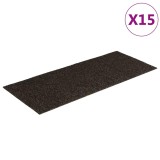 Cumpara ieftin Covorase autoadezive pentru scari, 15 buc., 60x25 cm, maro inchis, dreptunghiulare