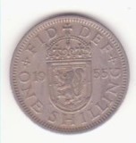 Marea Britanie 1 Shilling 1955- Elizabeth II Scottish shield; without &#039;BRITT:OMN&#039;