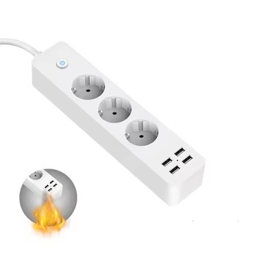 Prelungitor 3 prize, 2 USB, 2 type C, 2 metri, 2500W foto