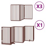 Cumpara ieftin Poarta caini pliabila cu usa 15 panouri maro 750 cm, lemn plop