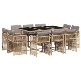 Cumpara ieftin Set mobilier gradina cu perne, 11 piese bej combinat poliratan