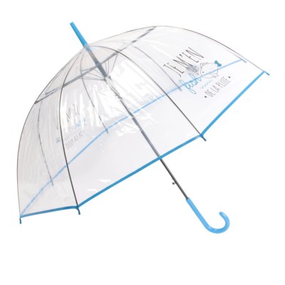 Umbrelă panoramică transparentă, umoristică, albastru, compactă foto