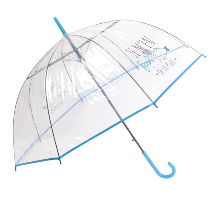 Umbrelă panoramică transparentă, umoristică, albastru, compactă