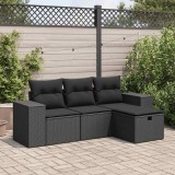 Cumpara ieftin Gossi set mobilier de gradina cu perne, 4 piese, negru, poliratan
