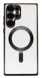 Husa Luxury tip MagSafe compatibila cu Samsung Galaxy S21 Ultra, Full protection, Margini colorate, Negru, Oem