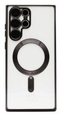 Husa Luxury tip MagSafe compatibila cu Samsung Galaxy S21 Plus, Full protection, Margini colorate, Negru foto