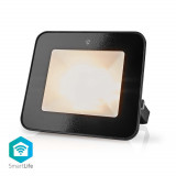 Proiector LED Smart Wi-Fi Nedis, 20W, 1600lm, RGB, IP65, 2700-6500K, negru