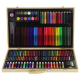 Cumpara ieftin Set,trusa completa pentru copii,desenat,colorat si pictat,180 piese,trusa din lemn - Multicolor, Oem