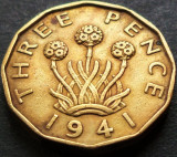 Cumpara ieftin Moneda istorica 3 (Three) PENCE - ANGLIA, anul 1941 *cod 4613, Europa