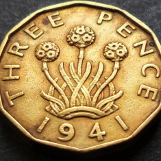 Moneda istorica 3 (Three) PENCE - ANGLIA, anul 1941 *cod 4613
