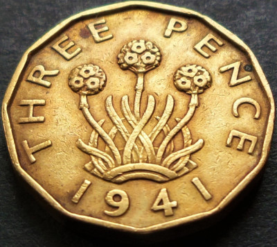 Moneda istorica 3 (Three) PENCE - ANGLIA, anul 1941 *cod 4613 foto