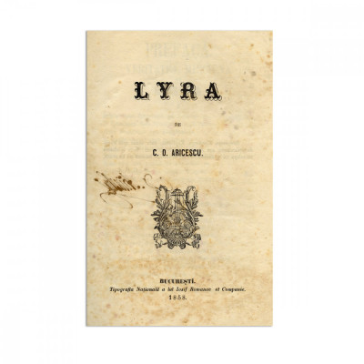 C. D. Aricescu, Lyra, 1858, cu semnătură olografă foto