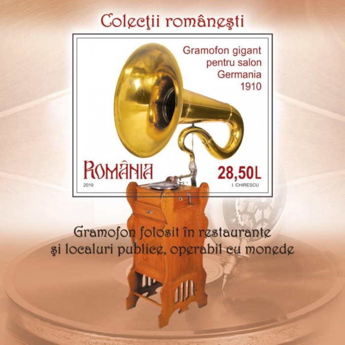 ROMANIA 2019, Colecții rom&acirc;nești GRAMOFOANE, colita, MNH, 2266a