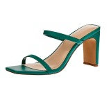 Sandale cu toc pentru femei The Drop Avery, 2 curele, verde, 39.5 - OUTLET