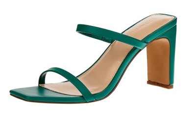 Sandale cu toc pentru femei The Drop Avery, 2 curele, verde, 39.5 - OUTLET foto