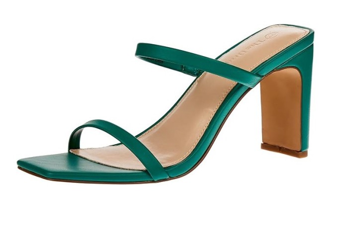 Sandale cu toc pentru femei The Drop Avery, 2 curele, verde, 39.5 - OUTLET