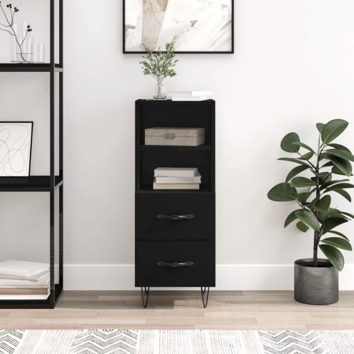 Gossi servanta, negru, 34,5x34x90 cm, lemn compozit