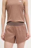 The North Face pantaloni scurți sport Sunriser femei, culoarea maro, cu imprimeu, high waist, NF0A8BC15K21