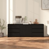 Cumpara ieftin Servantă, negru, 3 piese, lemn prelucrat