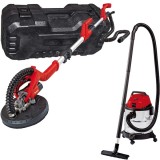 Einhell TC-DW 225 + TH-VC 1820 S - Slefuitor pentru pereti 600 W 225 mm valiza plastic + Aspirator umed-uscat 1250 W 180 mbar 20 l