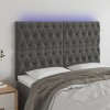 VidaXL Tăblie de pat cu LED, gri &icirc;nchis, 144x7x118/128 cm, catifea 3122809