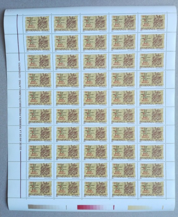 L.P.1514/2000 COALĂ DE 50 DE TIMBRE CU VALOAREA NOMINALĂ DE 9050 LEI -MNH