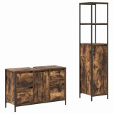 Cumpara ieftin Set de mobilier pentru baie 2 buc. Stejar afumat si negru