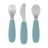 Petite&amp;Mars Take&amp;Match Stainless Steel Cutlery Set tac&acirc;muri pentru copii Frosted Sky 12m+ 3 buc