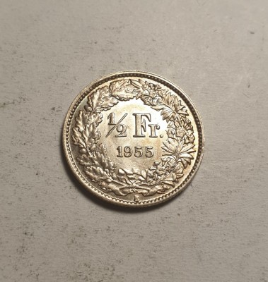 Elvetia 1/2 Franc 1955 UNC foto