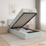Cumpara ieftin Pat ottoman cu saltea Gri deschis 80 x 200 cm Catifea
