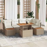 vidaXL Set de canapele pentru grădină 10 pcs Bej Rattan poli 3358840