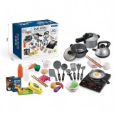 Set de joaca ustensile bucatarie cu plita inductie, sunete si accesorii
