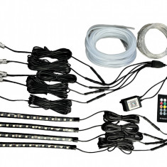 KIT FIR NEON LED RGB + BANDA LED RGB 22CM CU TELECOMANDA RF. SPT54ARW 12V