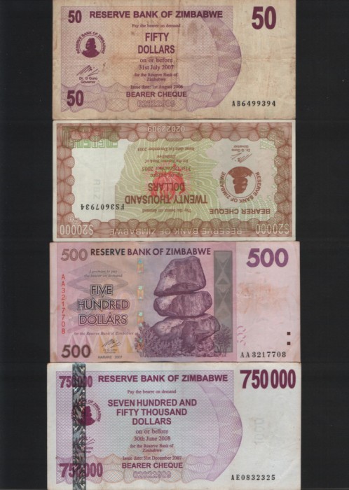 Set 4 bancnote Zimbabwe #18