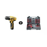 Cumpara ieftin Masina de gaurit si insurubat cu acumulator Li-Ion Wert 1312, 12 V, 1.3 Ah + Trusa combinata Wert 2245