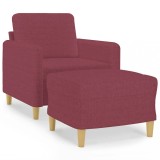 Cumpara ieftin Fotoliu canapea cu taburet, rosu vin, 60 cm, material textil