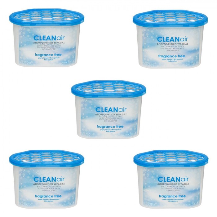 Dezumidificator Pasiv Set 5 Bucăți, Clean Air, Capacitate 230g, Fără Parfum