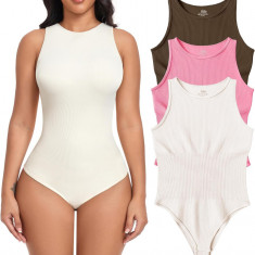 AR Femei Bodysuits 3 bucată Tank Topuri cu nervuri fără mâneci Sexy One Piece Ha