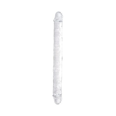 Dildouri duble - Loving Joy Dildo Dublu cu Doua Capete 45 cm Transparent Utilizeaza-l Singura sau cu O Partenera foto