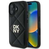 Husa piele iPhone 16 DKNY Leather Quilted Stack Logo, negru, DKHCP16SPQDSLK