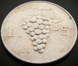 Cumpara ieftin Moneda istorică 5 LIRE - ITALIA, anul 1949 * cod 1391, Europa, Aluminiu