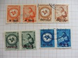 ROMANIA 1952 - TIMBRE PORTO DUBLE CU SUPRATIPAR - STAMPILATE - ADMINISTRATIA POSTELOR SI TELECOMUNICATIILOR (T204)