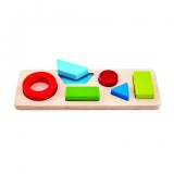 Puzzle incastru din lemn,forme geometrice,28x10x2.3 cm, Hape
