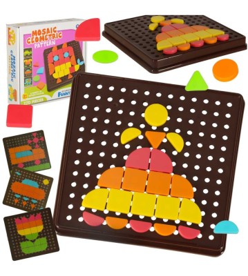 Puzzle creativ mozaic din 170 piese forme geometrice pentru copii foto