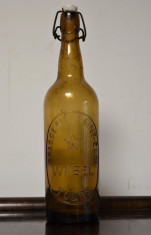 Sticla veche de bere cu capac portelan Brasserie Saint-Eloi Webel Tours 90 cl. foto