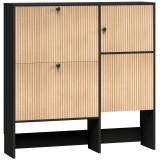 HOMCOM Pantofar &Icirc;ngust cu 2 Sertare Rabatabile Dulap Taburet Ascuns Etajere Reglabile 8-10 Perechi 100x23,8x100 cm Stejar | Aosom Romania