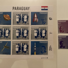 paraguay serie timbre spatiu cosmos apollo aselenizare nestampilate MNH